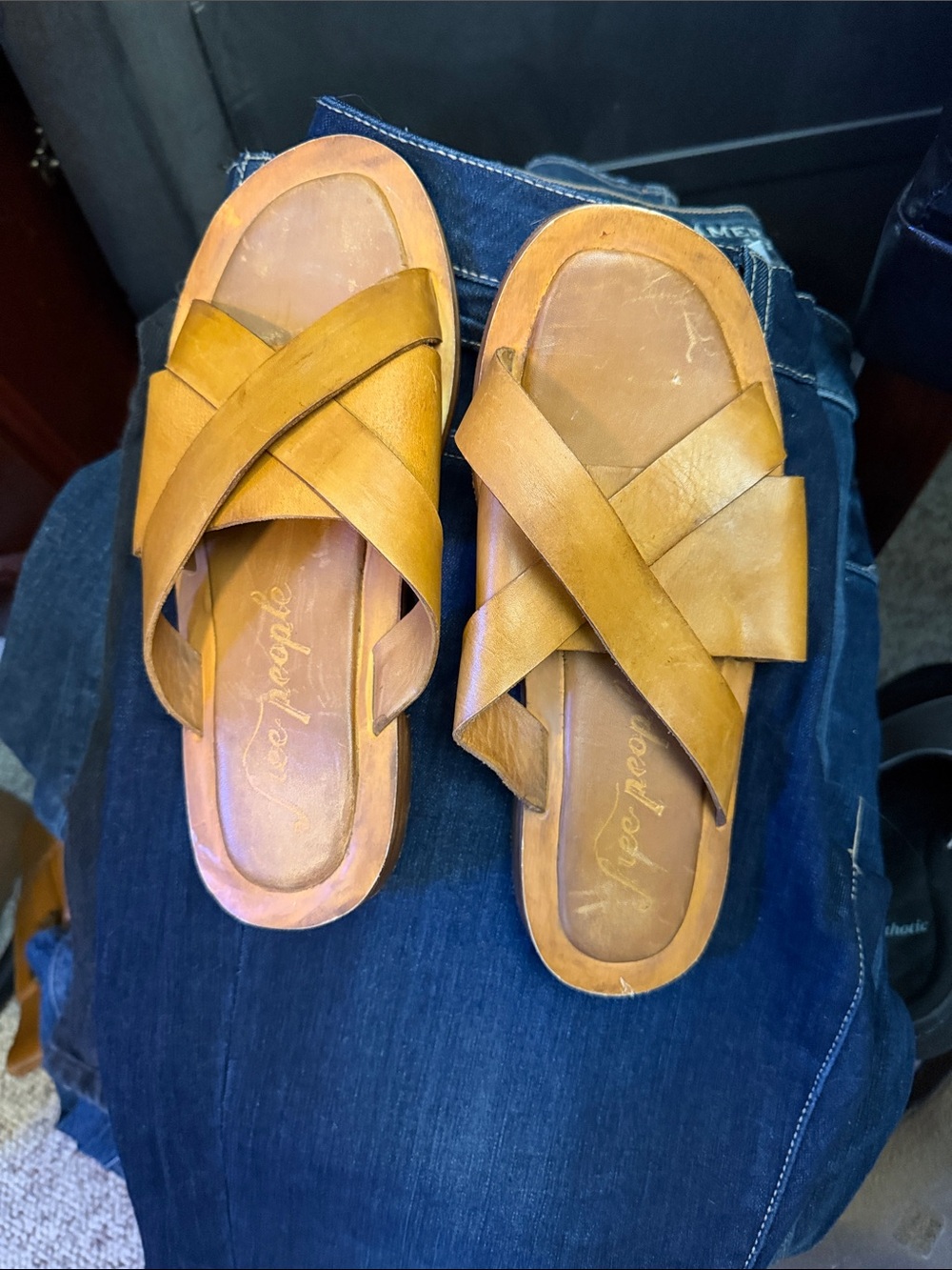 free people leather slides
